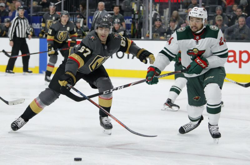 Max Pacioretty, seen battling for the puck versus the Minnesota Wild, is an injury concern for the Vegas Golden Knights (Image: Star Tribune)