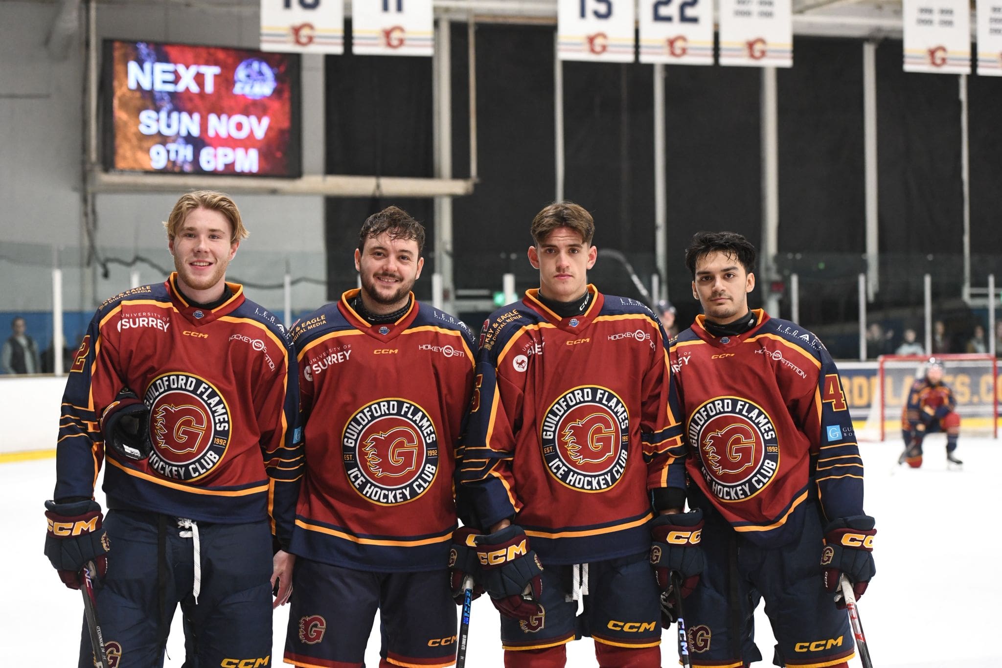 Sol Stoodley, Scott Bailey, Liam Kennington and Evan Nauth, Guildford Flames (Image: Elite League)